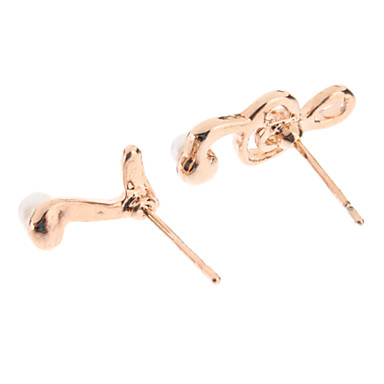 Розовое золото Музыка Примечание Pearl 1Stud Серьги