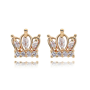 Полые из циркона инкрустация Crown форме Серьги латунь