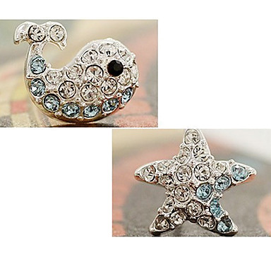 Сладкий Ассорти Цвет сплава и горный хрусталь серьги стержня (розовый, синий) (1 пара)