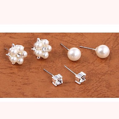 Мода Перла Rhinestone серьги стержня из трех частей