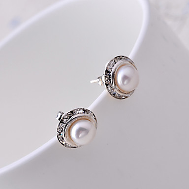 Fashinable старинное серебро Круглый Ziron Серьги (белый)