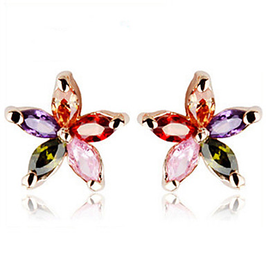 Цветные Чешская Цирконий Flower форме 18K позолоченный Серьги