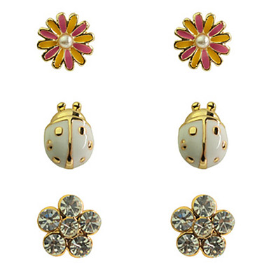 Цветы и Lady Жуки сплав Циркон Серьги Наборы (6 шт)