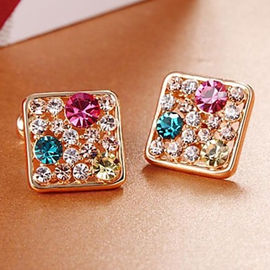 Классический Сплав площадь многоцветный Rhinestone серьги стержня