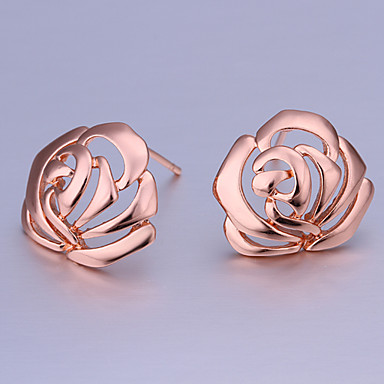 Покрытием из розового золота Подлинная Золотой Зеленый оловянного сплава серьги Lkn18Krgpe267