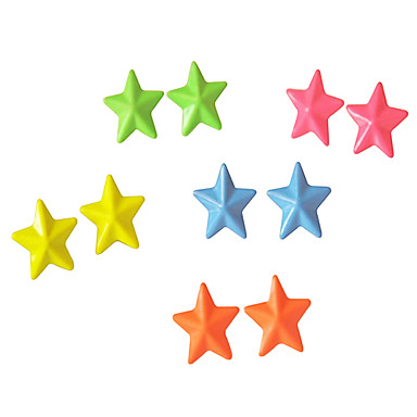 Сладкий (Star Shape) Многоцветный акриловые серьги стержня (желтый, зеленый, розовый, военно-морского флота, оранжевый) (1 пара)
