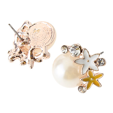 Pearl Rhinestone серьги стержня цветка