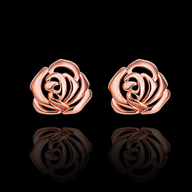 Покрытием из розового золота Подлинная Золотой Зеленый оловянного сплава серьги Lkn18Krgpe267