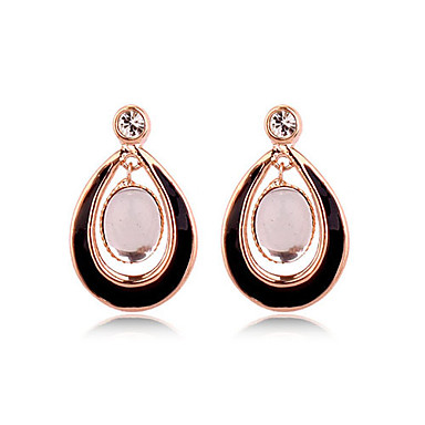 Европейские (овал) Золотые серьги стержня сплава (белый, черный) (1 пара)