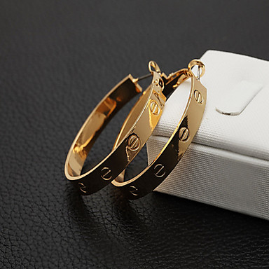 Настоящее 18K позолоченные серьги Хооп Vintage