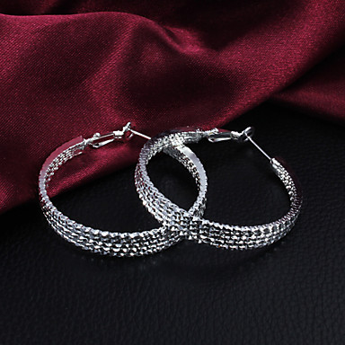 подарок для подруги европейской серьги Посеребренная Хооп (1 пара)