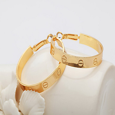 Настоящее 18K позолоченные серьги Хооп Vintage
