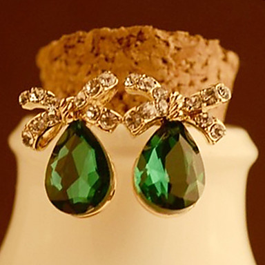 Сладкий вода падения сплава серьги падения с Gemstone (1 пара) (зеленый, шампанское)