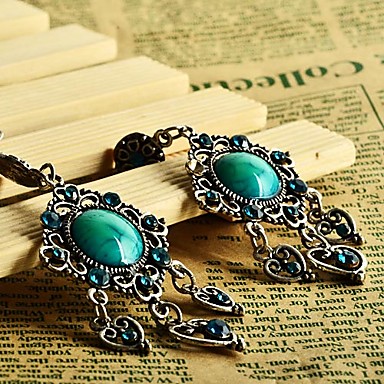 старинные серьги бирюзовым кулоном