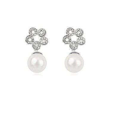 (1 пара) Мода (Wintersweet) White Pearl Серьги (Платиновый Покрытие)