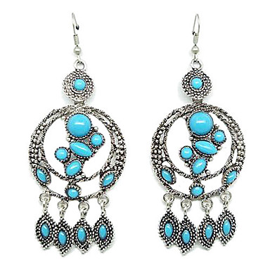 Vintage полым из Waterdrop серьги Pattern (Blue)