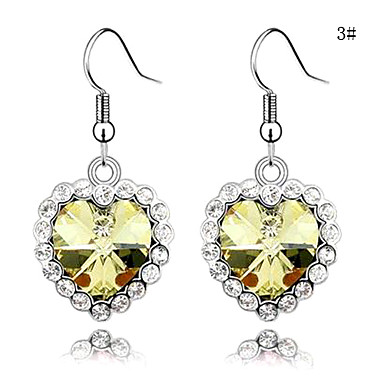 Циркон австрийской Crystal Heart Pattern Серьги (разных цветов)