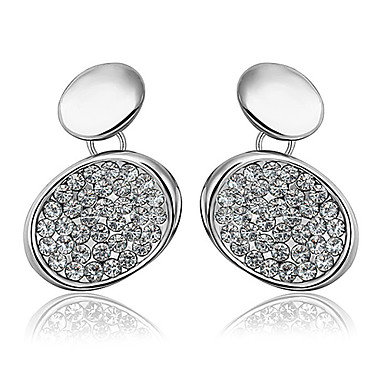 Мода Круглый Серебристый-покрытием сплава серьги падения с Rhinestone (1 пара) (Белый, фиолетовый)