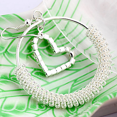 Сладкий (Сердце В Круга) Сплав серебра с Rhinestone Серьги (1 пара)