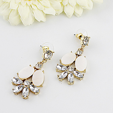 Падение Белый Желтый Rhinestone Вода дизайн серьги сплава