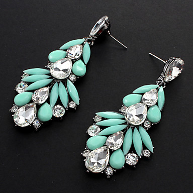 Зеленый лист Форма Rhinestone Серьги