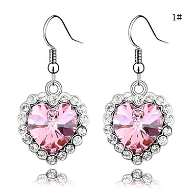 Циркон австрийской Crystal Heart Pattern Серьги (разных цветов)