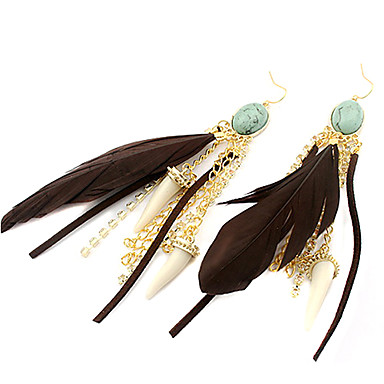 Сладкий Стиль Бирюзовые Перья Золотой Rhineston Серьги