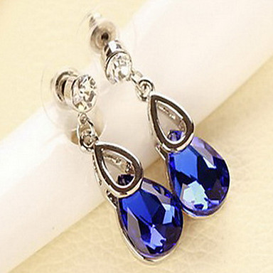 (1 шт) сладкое (капли воды) многоцветная кристалл серьги падения Rhinestone
