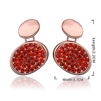 Изящные Круглый Позолоченные сплава серьги падения с Rhinestone (1 пара) (Белый, фиолетовый, красный)