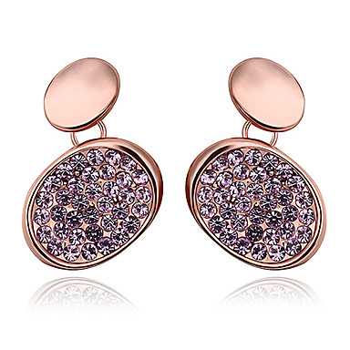 Изящные Круглый Позолоченные сплава серьги падения с Rhinestone (1 пара) (Белый, фиолетовый, красный)