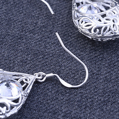 Lureme 925 Посеребренная Полые Teardrop серьги циркон