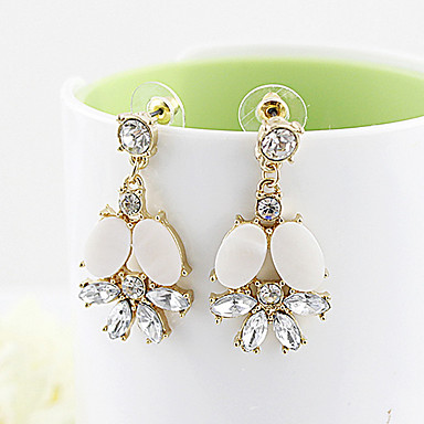Падение Белый Желтый Rhinestone Вода дизайн серьги сплава