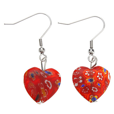 Heart Shape цветком внутри цветные серьги Glaze