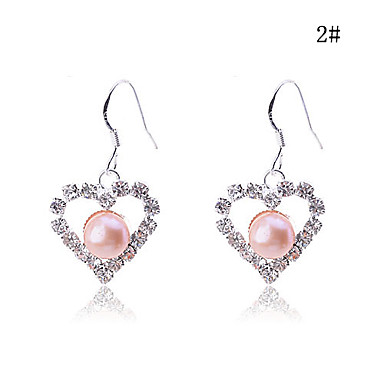 Сплав Перл Циркон Серьги Сердце Pattern
