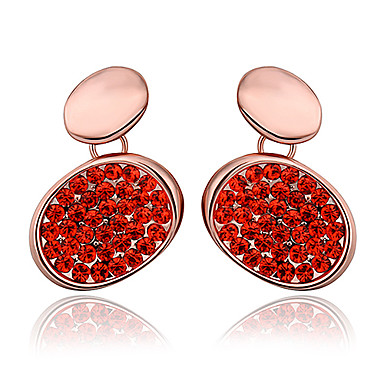 Изящные Круглый Позолоченные сплава серьги падения с Rhinestone (1 пара) (Белый, фиолетовый, красный)