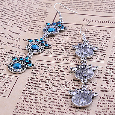 Vintage Серебряный Античное Gem Pattern Серьги (Blue)