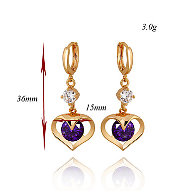 Позолоченная бронзовая циркон серьги падение ER0176 - Heart Shaped