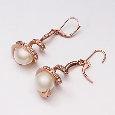 Сладкий (Pearl падения) Золото Позолоченные Серьги (белый) (1 пара)