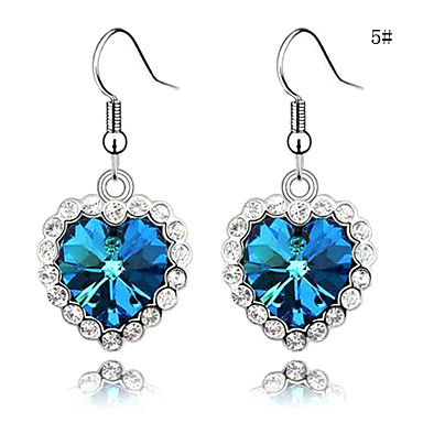 Циркон австрийской Crystal Heart Pattern Серьги (разных цветов)