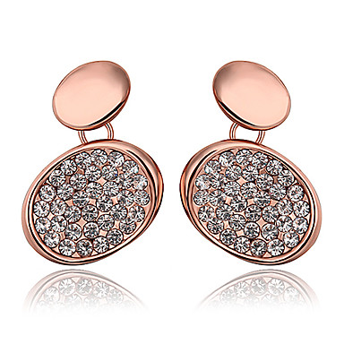 Изящные Круглый Позолоченные сплава серьги падения с Rhinestone (1 пара) (Белый, фиолетовый, красный)