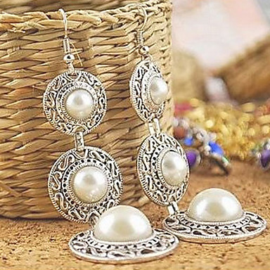 старинные круглые капли посеребренные жемчужные серьги падения