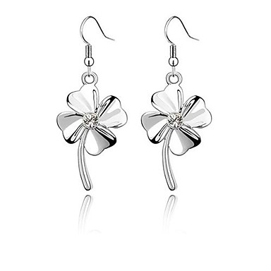 (1 пара) Мода (Four Leaf Clover) Белый Сплав Серьги