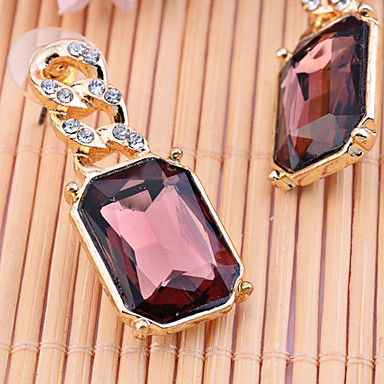 Lureme площади серьги Rhinestone стекла