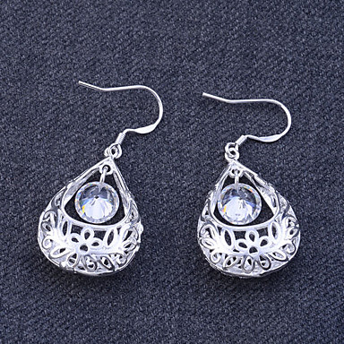 Lureme 925 Посеребренная Полые Teardrop серьги циркон