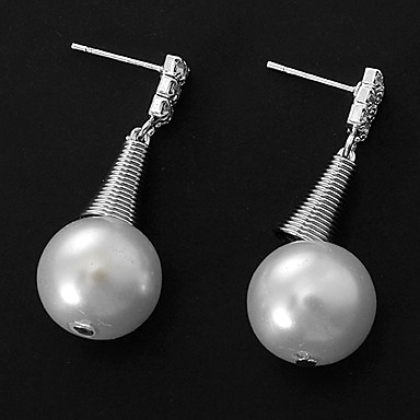 Мода (Water Drop) Сплав серебра и Имитация Перл Серьги (белый) (1 пара)