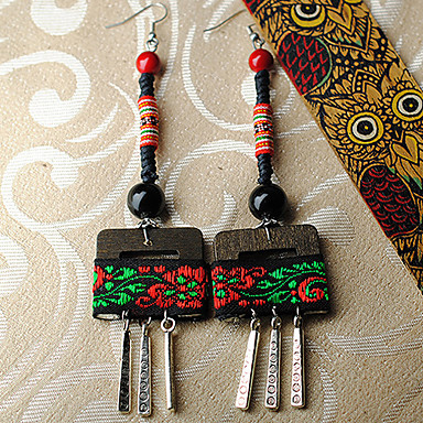 Этническая (Embroid) Коричневая Серьги (1 пара)