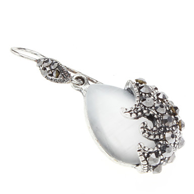 Большая Вода падение старинное серебро Opal Rhinestone Серьги