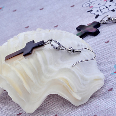 Родием крест-накрест Cowry серьги (черный)