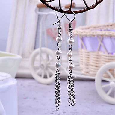 Родием кисточкой Pattern Серьги (белый)