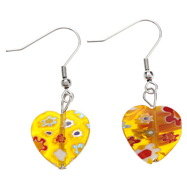Heart Shape цветком внутри цветные серьги Glaze